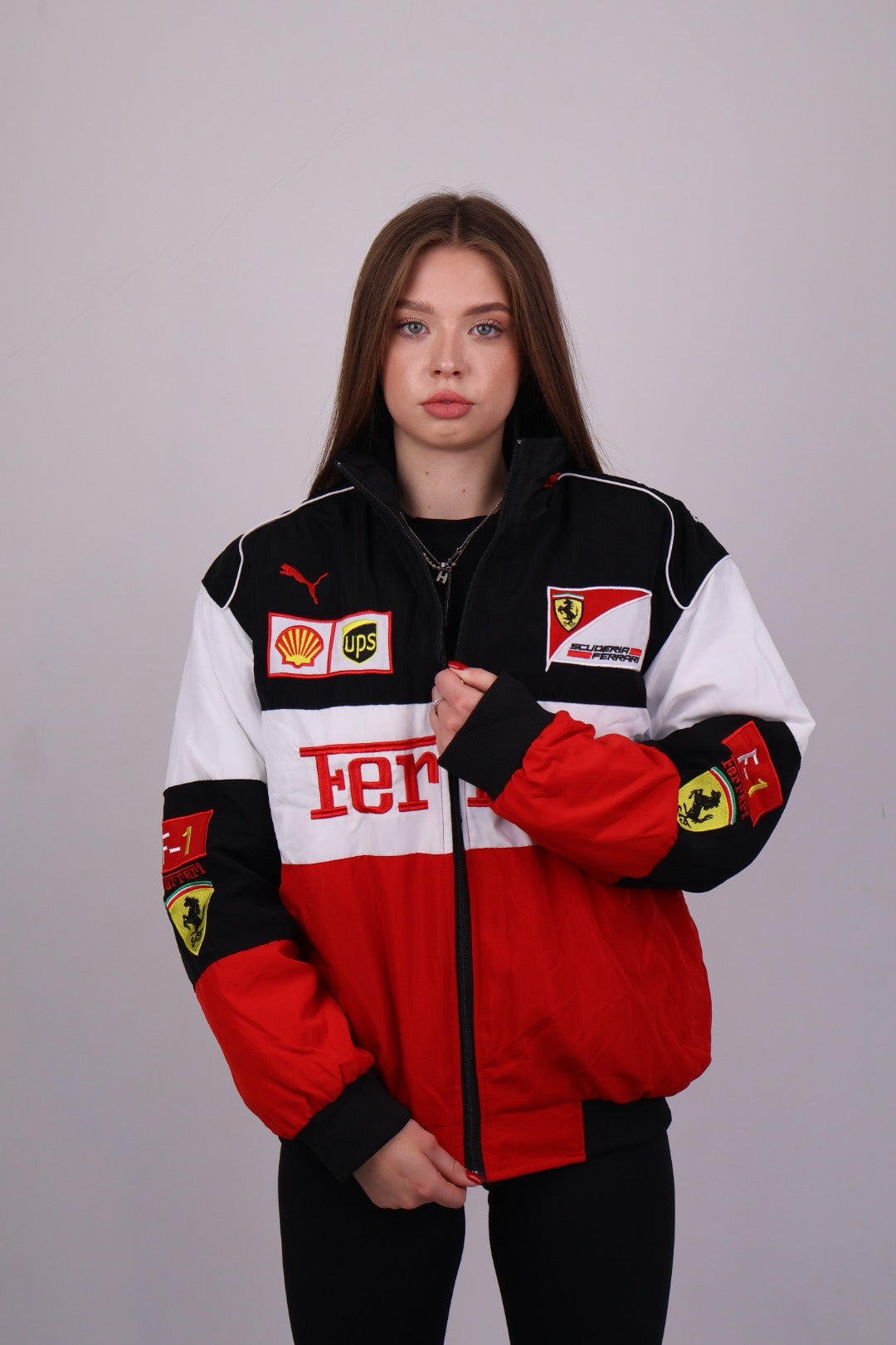 Бомбер "Ferrari" white F1 vintage