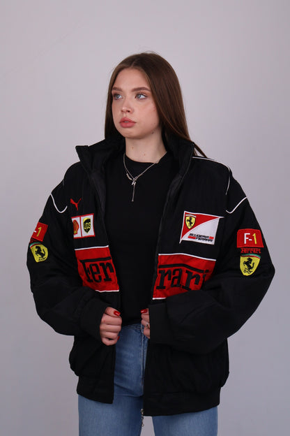 Бомбер "Ferrari" black F1 vintage