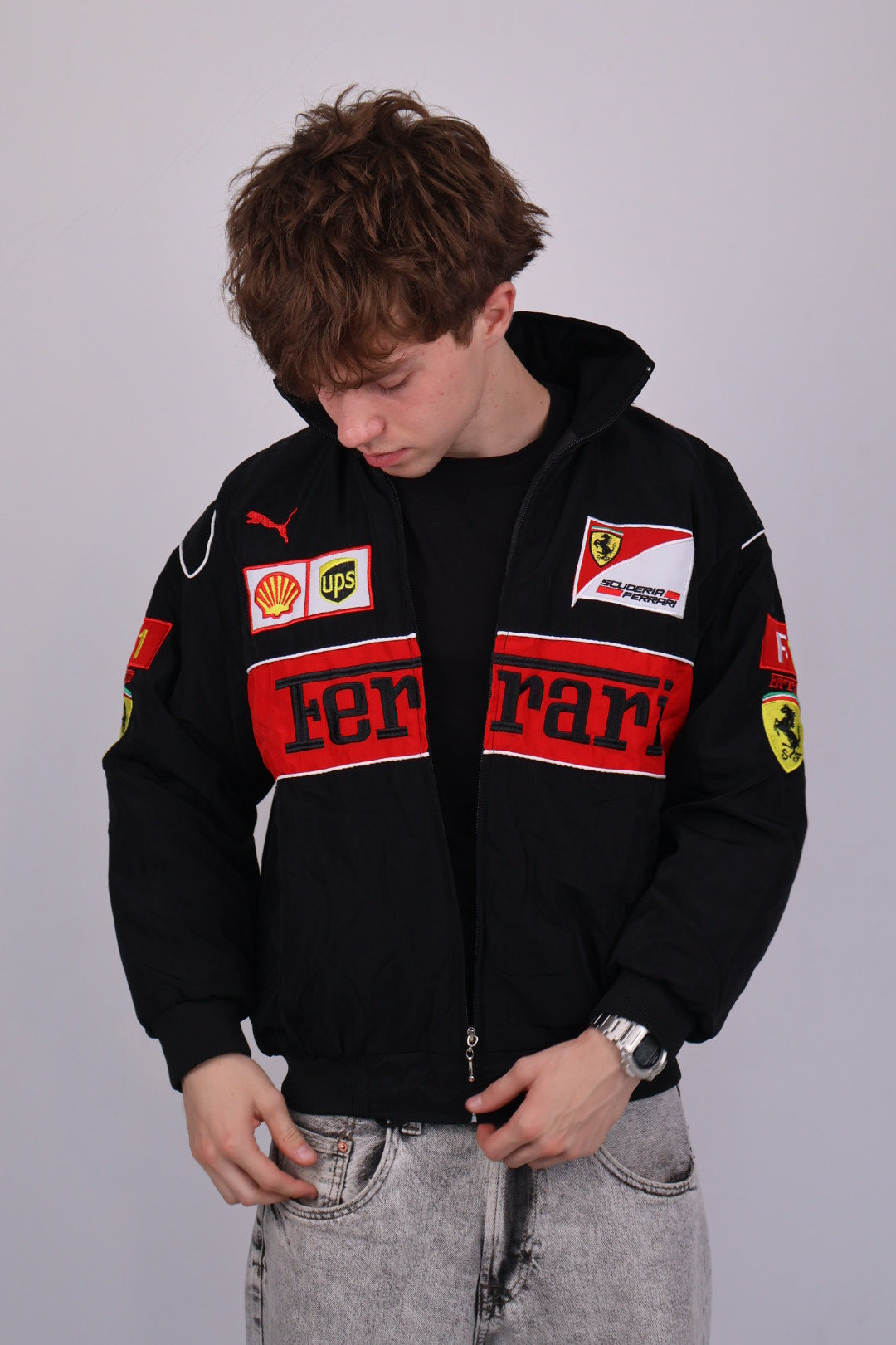 Бомбер "Ferrari" black F1 vintage
