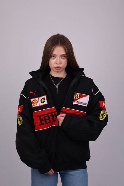 Бомбер "Ferrari" black F1 vintage