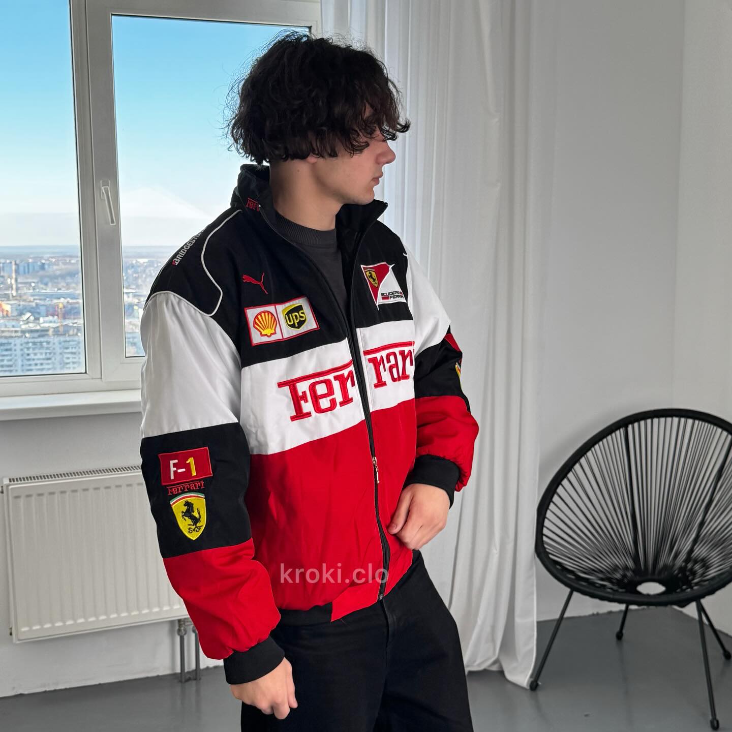 Бомбер "Ferrari" white F1 vintage