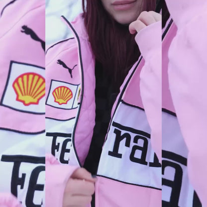 Бомбер "Ferrari" pink F1 vintage